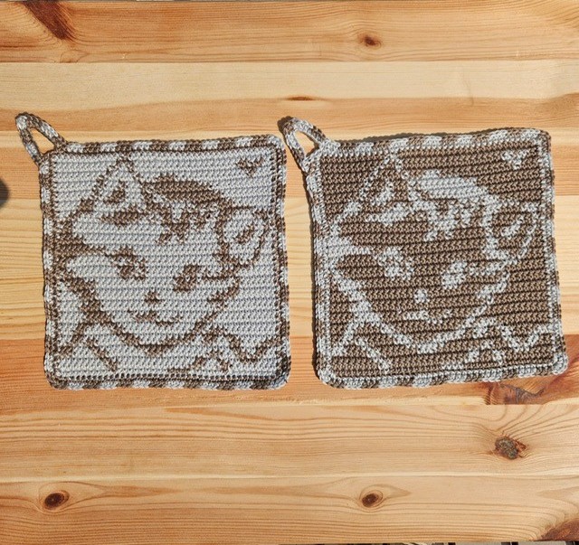 Häkelanleitung Topflappen "Katzenblick" – Bild 4