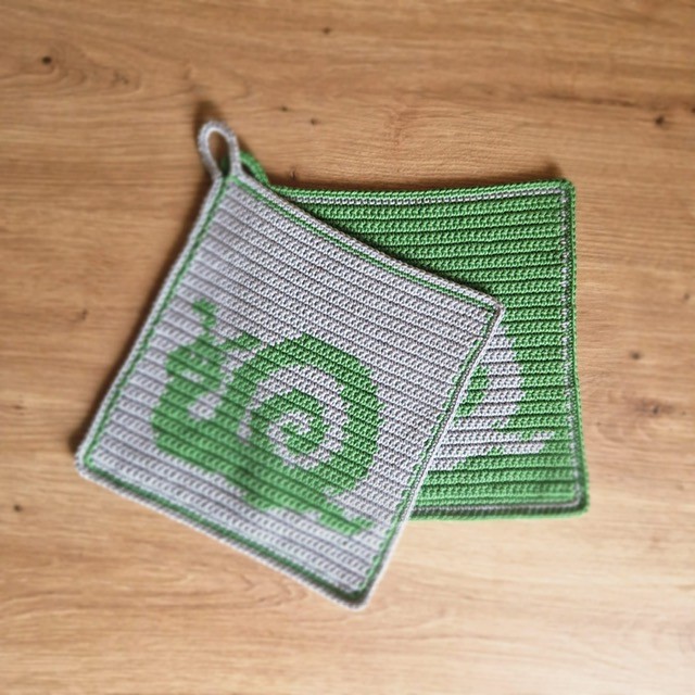 Häkelanleitung Topflappen "Schnecke"