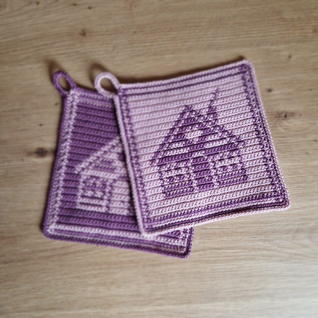 Häkelanleitung Topflappen "Haus"