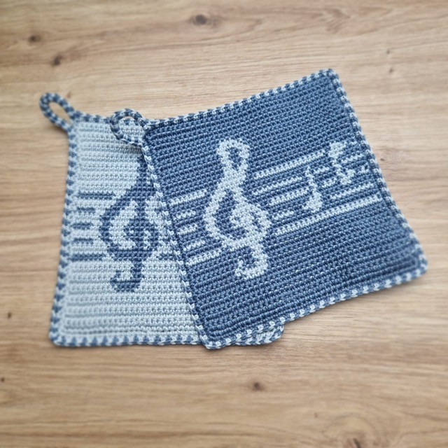 Häkelanleitung Topflappen "Musik" – Bild 4