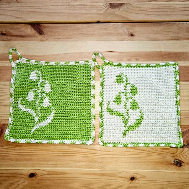 Häkelanleitung Topflappen "Maiglöckchen" – Bild 4