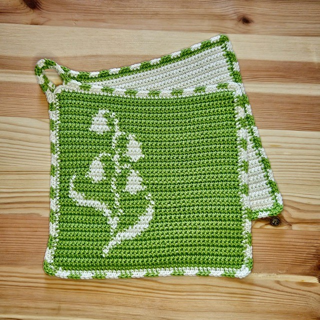 Häkelanleitung Topflappen "Maiglöckchen"